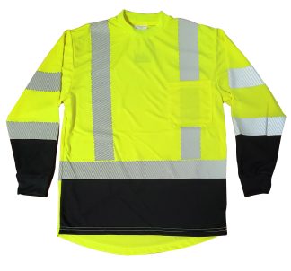 Long Sleeve Black Bottom Hi-Vis Shirt with Split Striping – 2003BLS