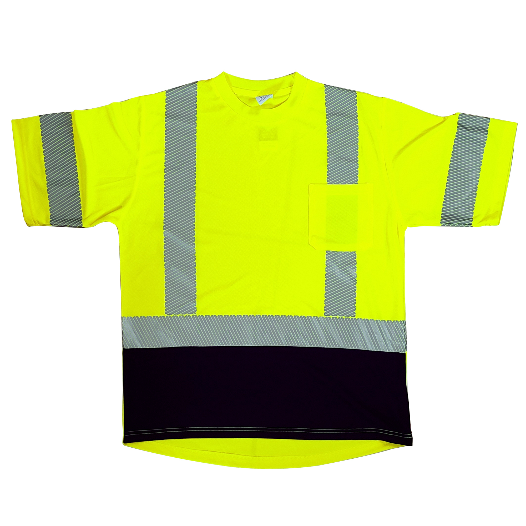 Short Sleeve Segmented Striping Hi-Vis T-Shirt, Black Bottom – Class 3 2003B