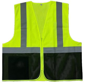 Best Vest – Class 2 Black Bottom Mesh Vest, Zippered, 1 Inside Pocket – JS1011B