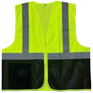 Best Vest – Class 2 Black Bottom Mesh Vest, Zippered, 1 Inside Pocket – JS1011B