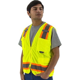 High Visibility Surveyors Vest with Two-Tone DOT Striping, ANSI 2, R – 75-3223