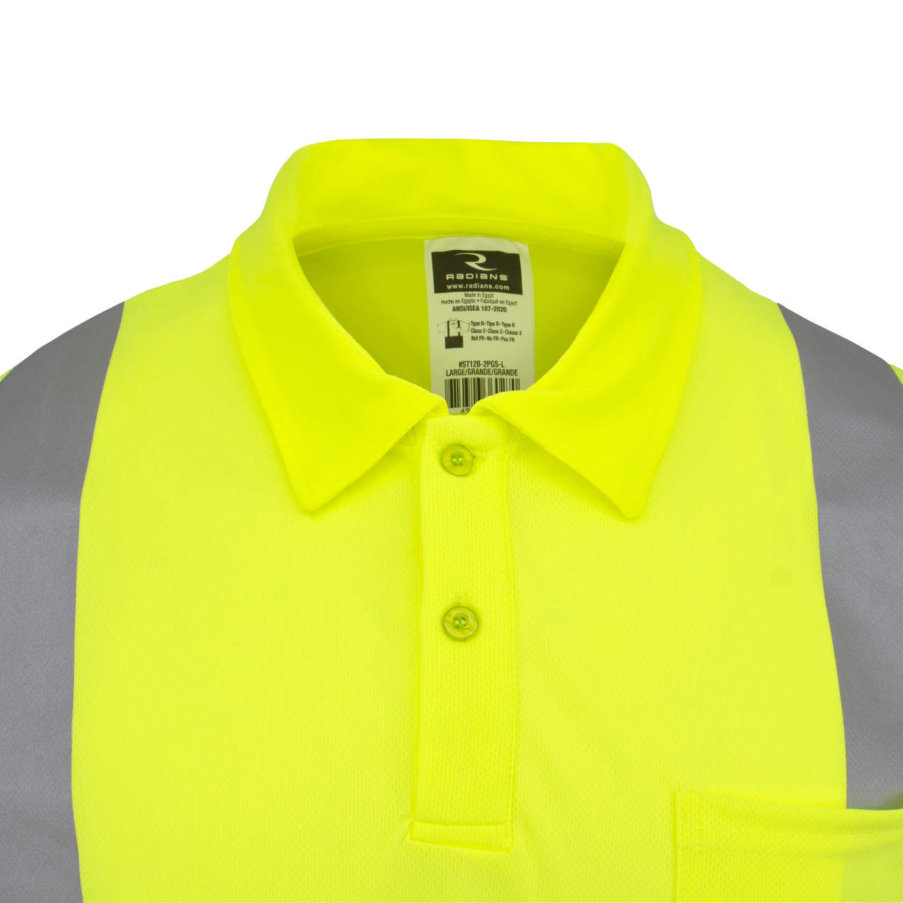 Radians ST12B Class 2 High Visibility Color Blocked Safety Short Sleeve Polo – ST12B-2PGS - Image 2
