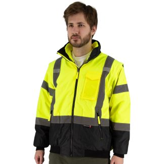 Majestic Safety High Visibility 8-in-1 Waterproof Jacket with High Visibility Liner, ANSI 3, R – 75-1383