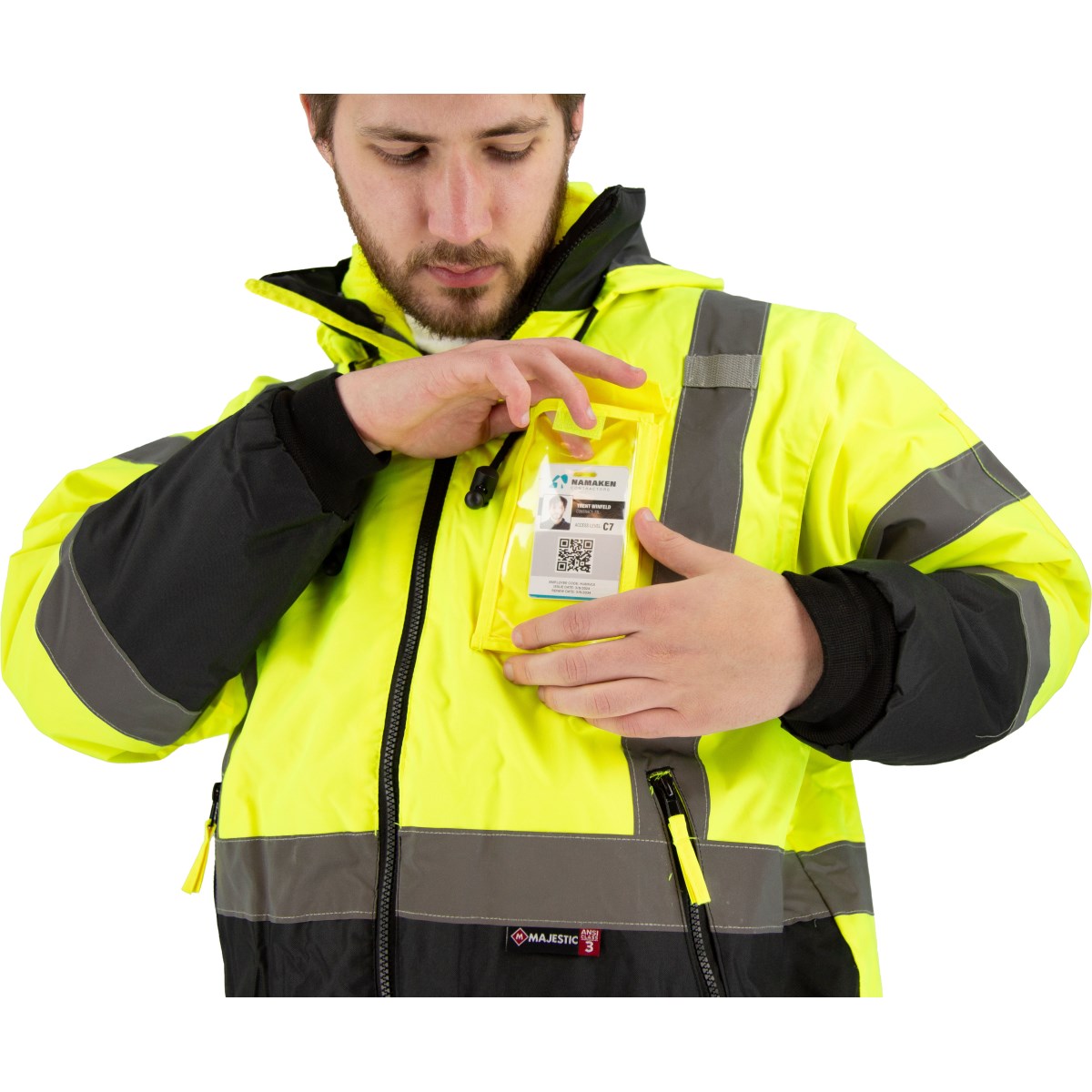 Majestic Safety High Visibility 8-in-1 Waterproof Jacket with High Visibility Liner, ANSI 3, R – 75-1383 - Image 3