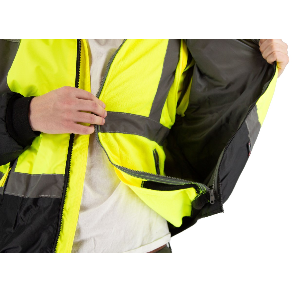 Majestic Safety High Visibility 8-in-1 Waterproof Jacket with High Visibility Liner, ANSI 3, R – 75-1383 - Image 5