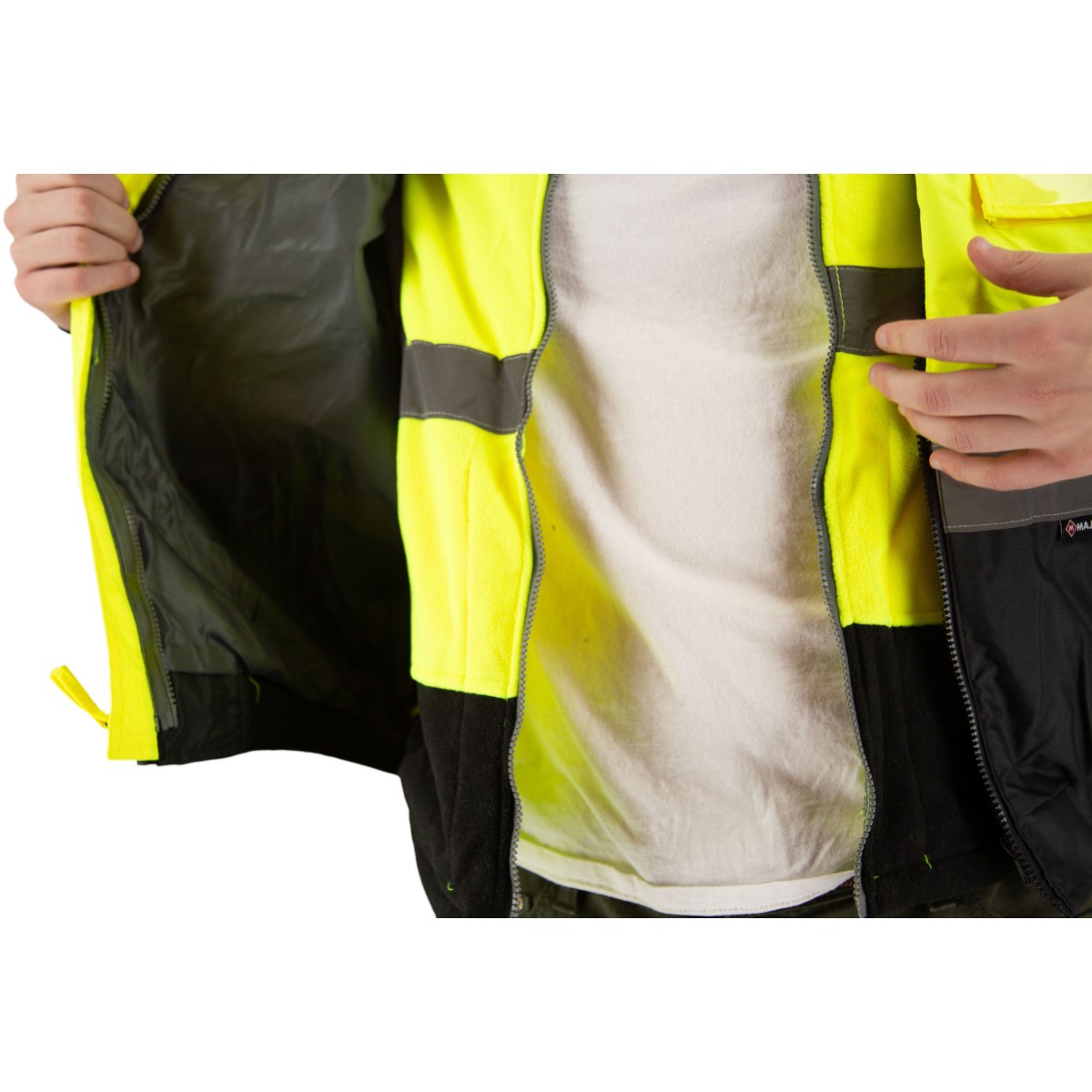 Majestic Safety High Visibility 8-in-1 Waterproof Jacket with High Visibility Liner, ANSI 3, R – 75-1383 - Image 6